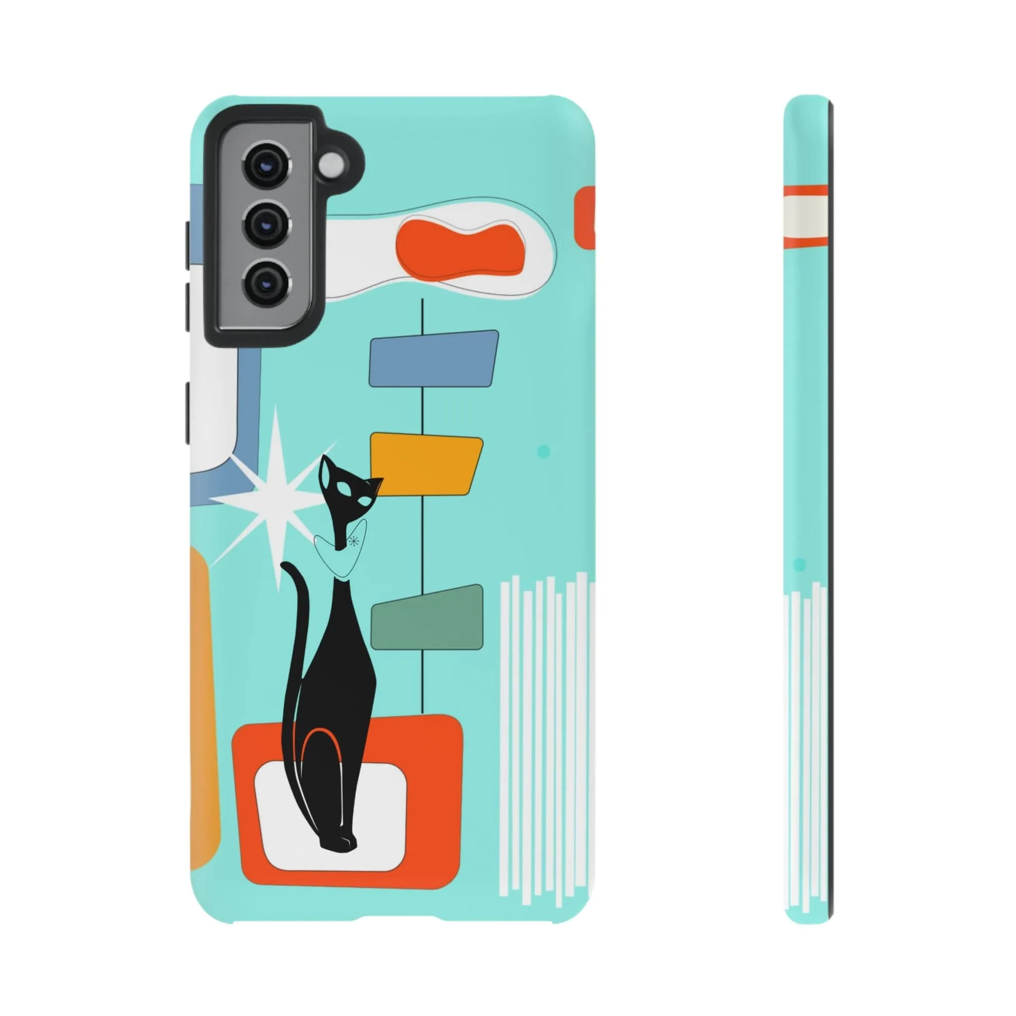 Atomic Cat, Mid Mod Aqua Blue, Geometric, Samsung, Google Pixel, Tough Cases