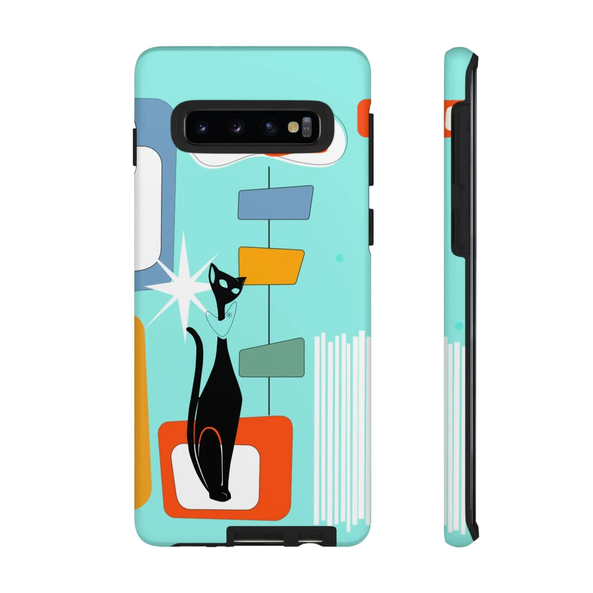 Atomic Cat, Mid Mod Aqua Blue, Geometric, Samsung, Google Pixel, Tough Cases