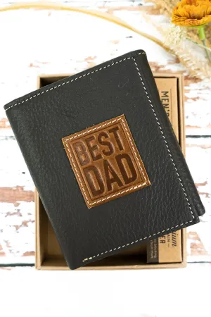 Best Dad Brown Genuine Leather Tri-Fold Wallet