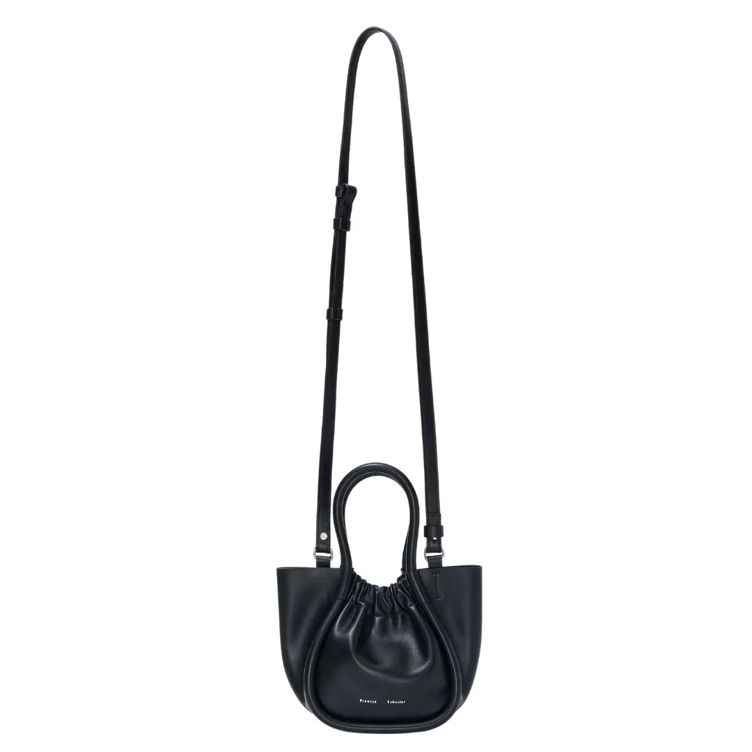 Black Extra Small Ruched Tote