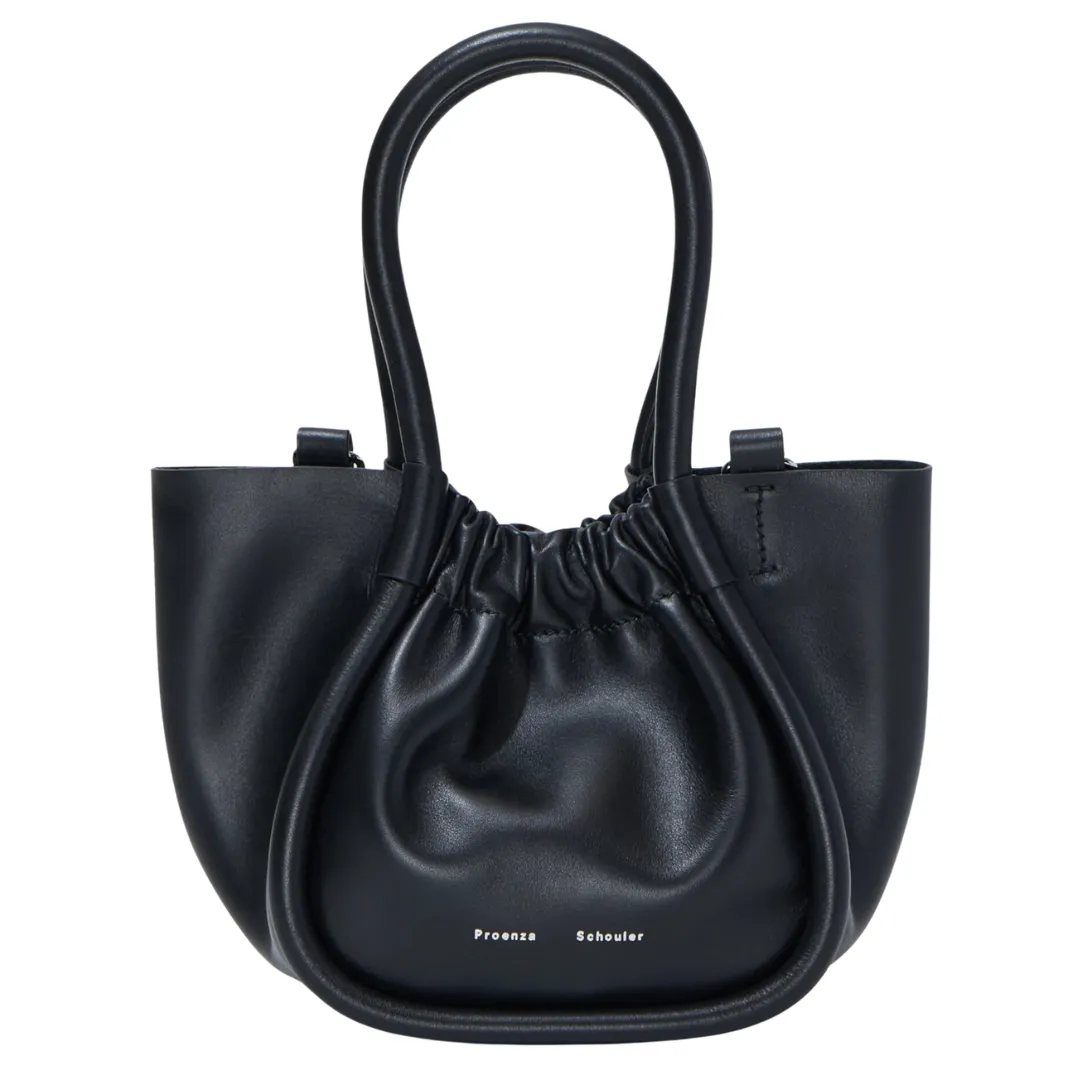 Black Extra Small Ruched Tote