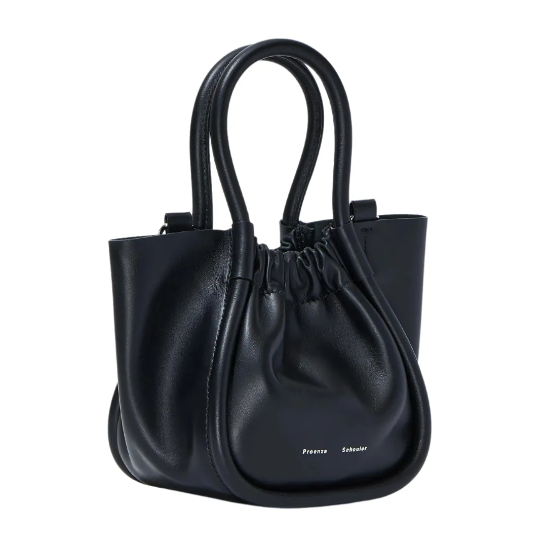 Black Extra Small Ruched Tote