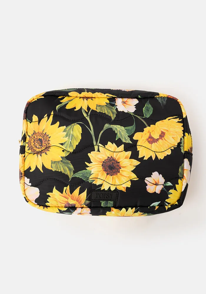 Black Sunflower Print Popsy Multi Use Bag
