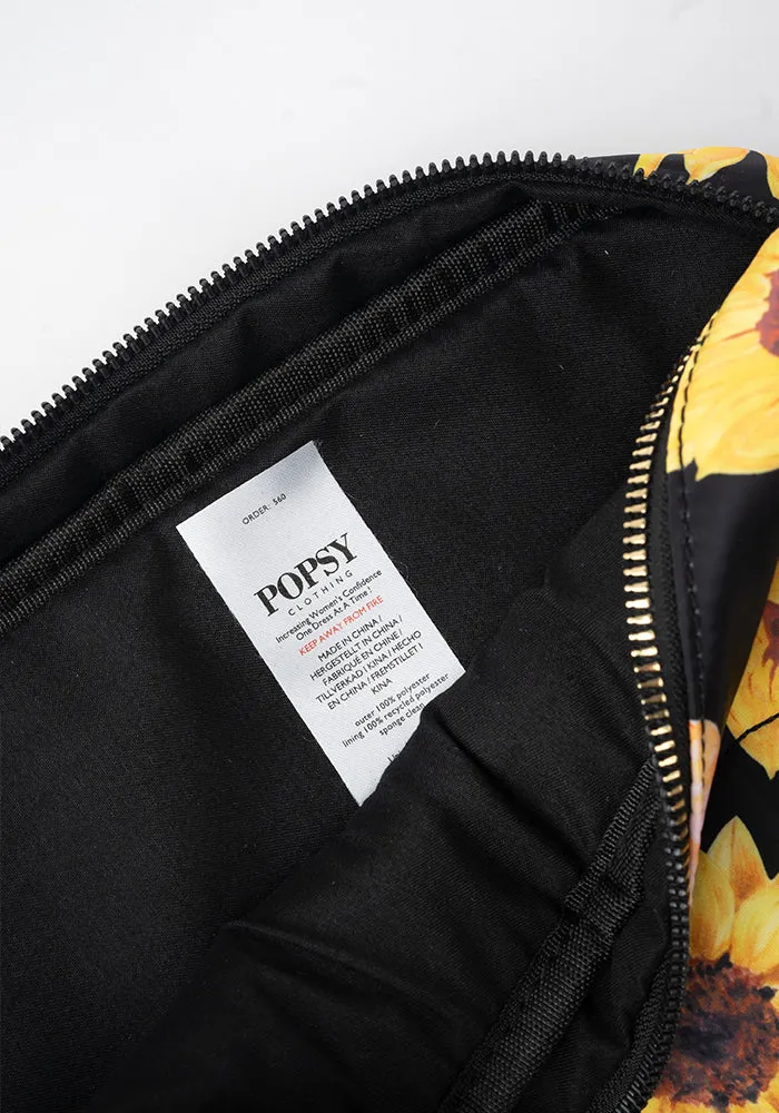 Black Sunflower Print Popsy Multi Use Bag