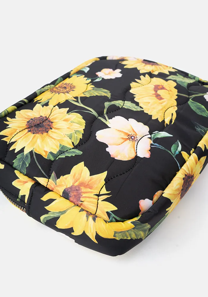 Black Sunflower Print Popsy Multi Use Bag
