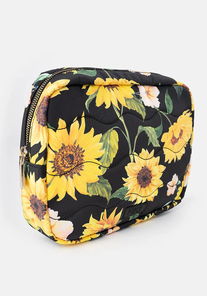 Black Sunflower Print Popsy Multi Use Bag