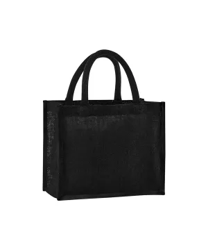 Black/Black - Natural starched jute midi tote