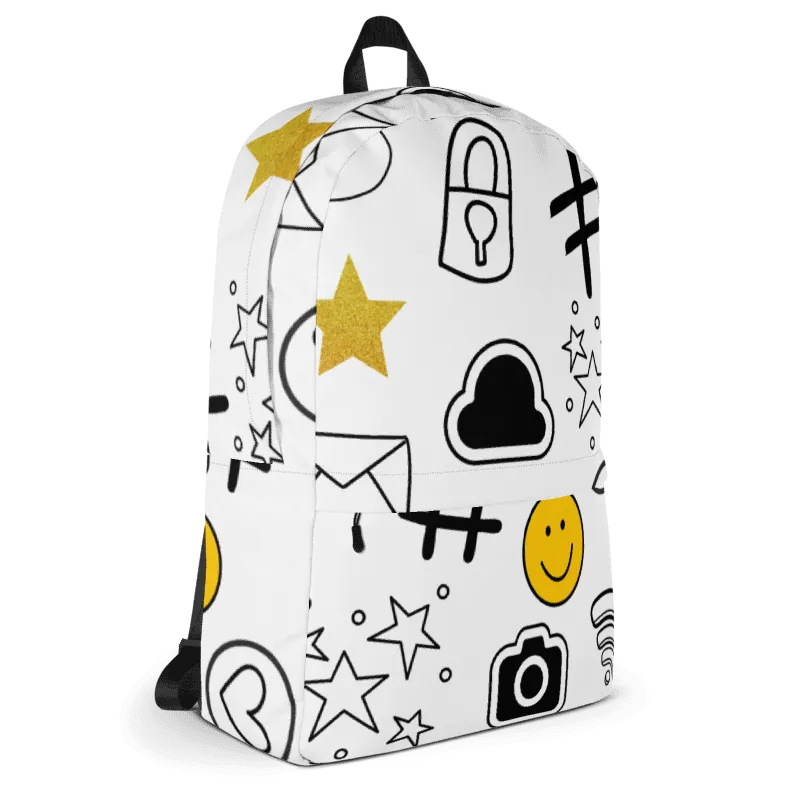 Bold Pattern Print Emoji Backpack