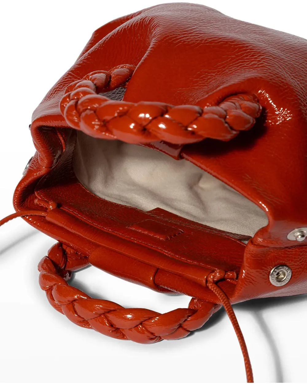 Bombon Crinkled Glossy Top Handle Bag in Red