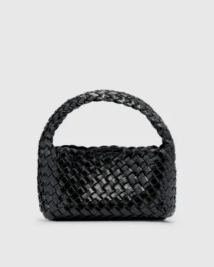 Brie Leon Luca Mini Woven Bag - Black Glossy