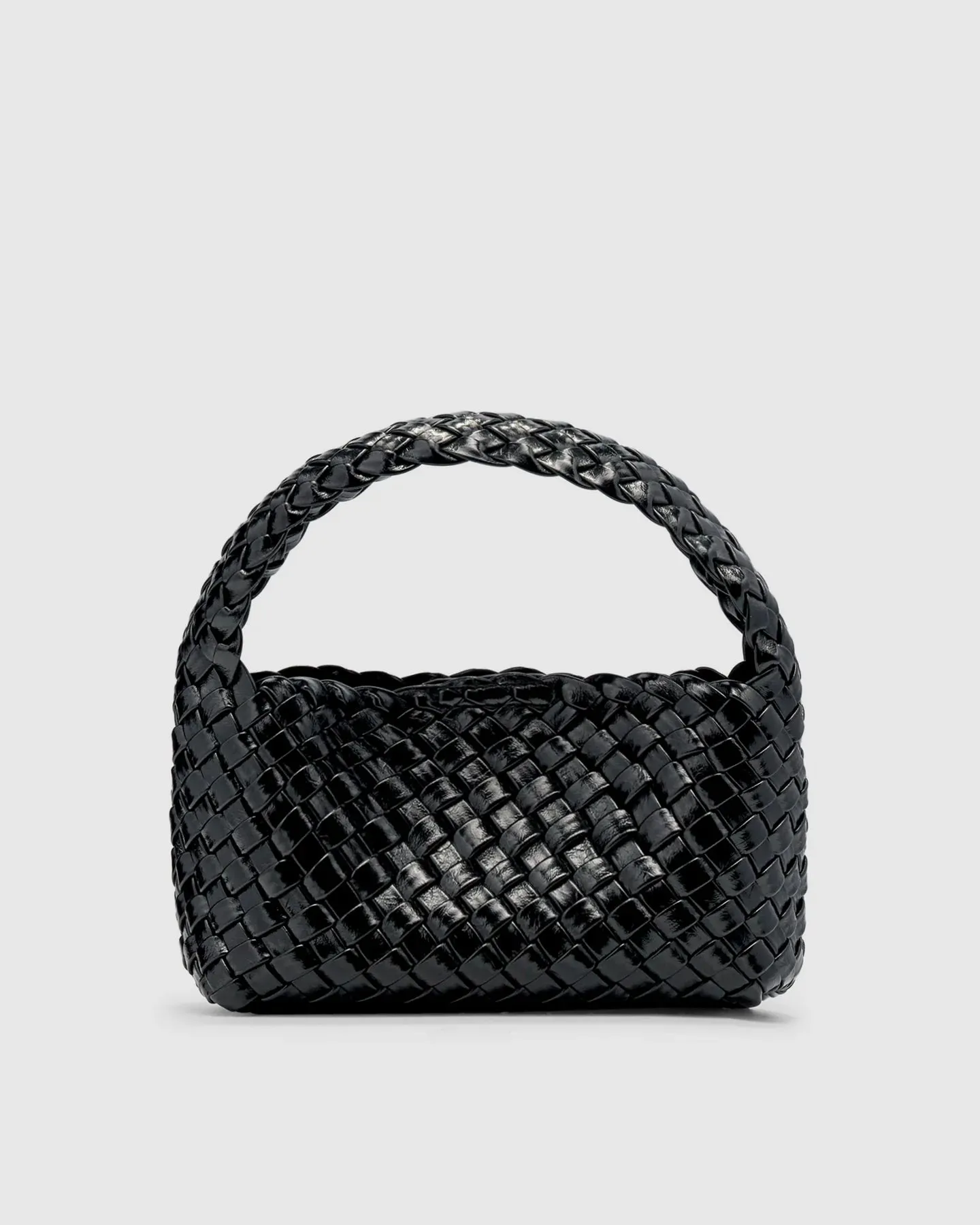 Brie Leon Luca Mini Woven Bag - Black Glossy
