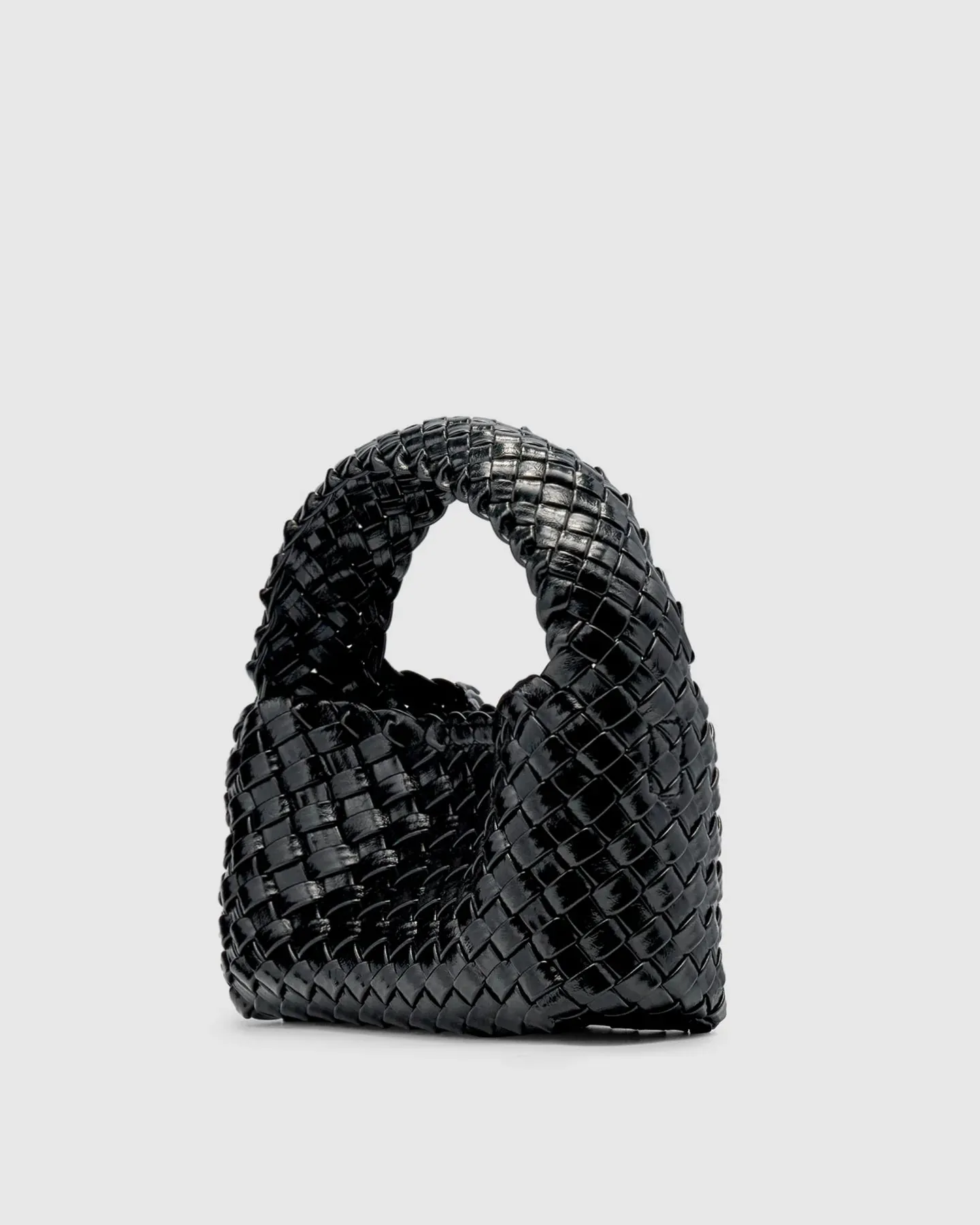 Brie Leon Luca Mini Woven Bag - Black Glossy