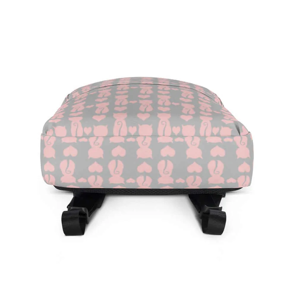 Cat and It's Tail Pink Grey Backpack