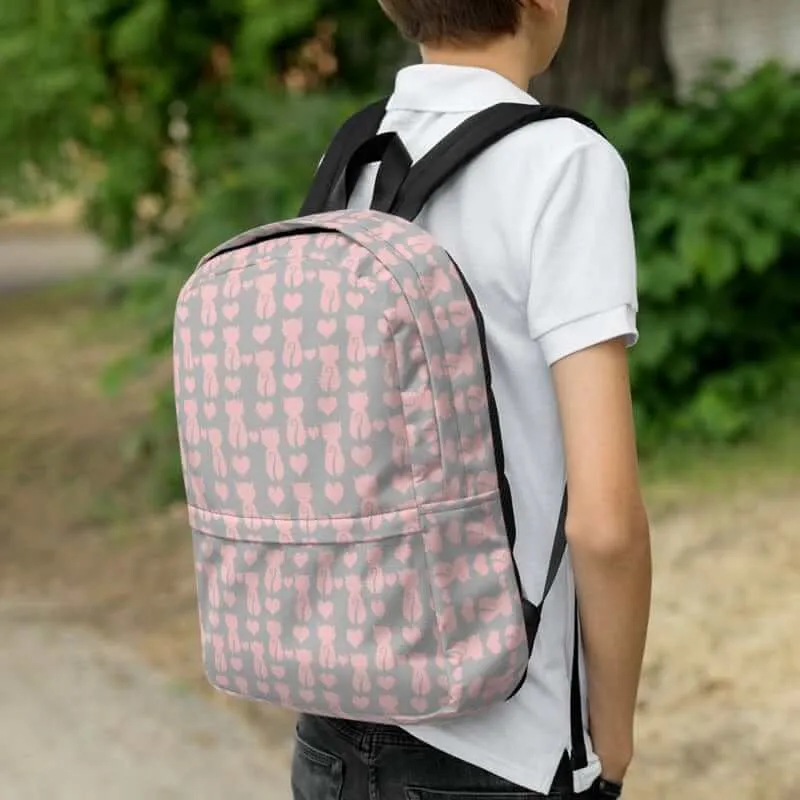 Cat and It's Tail Pink Grey Backpack