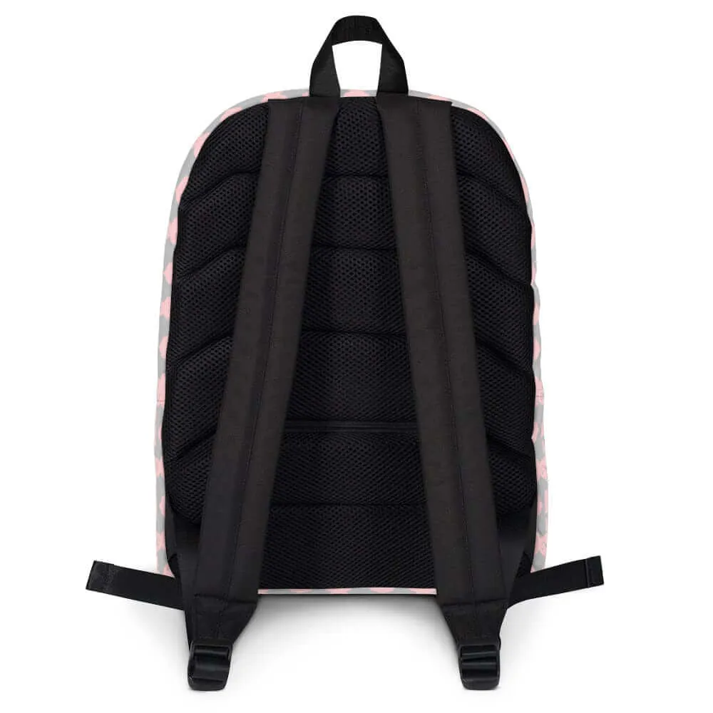Cat and It's Tail Pink Grey Backpack