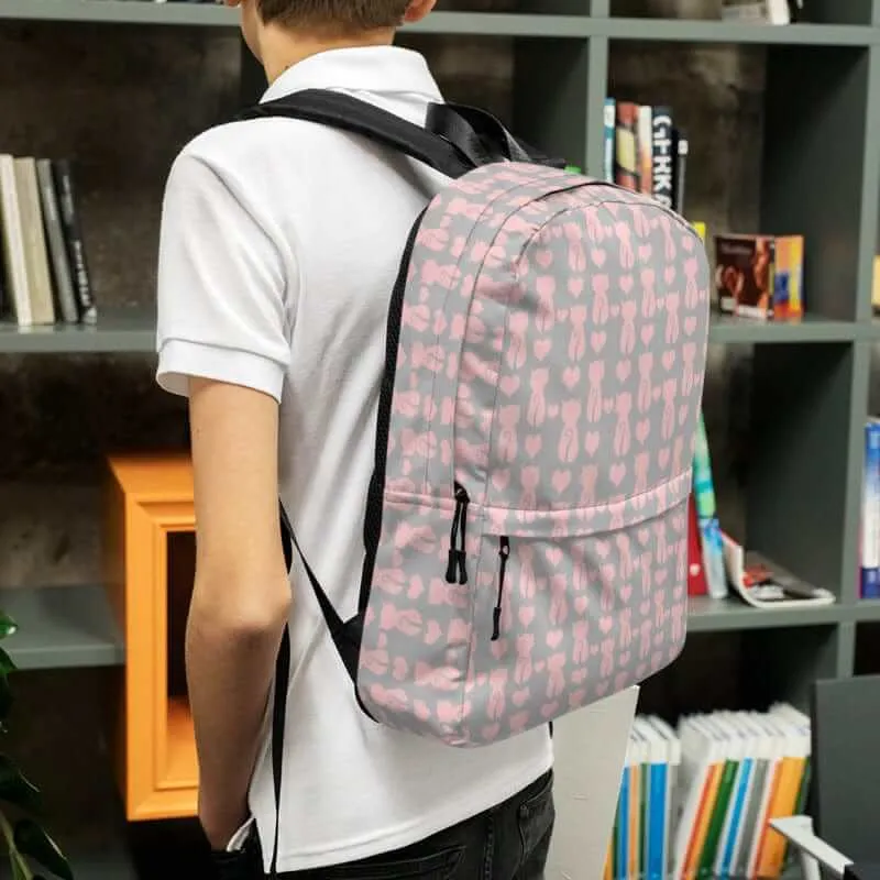 Cat and It's Tail Pink Grey Backpack