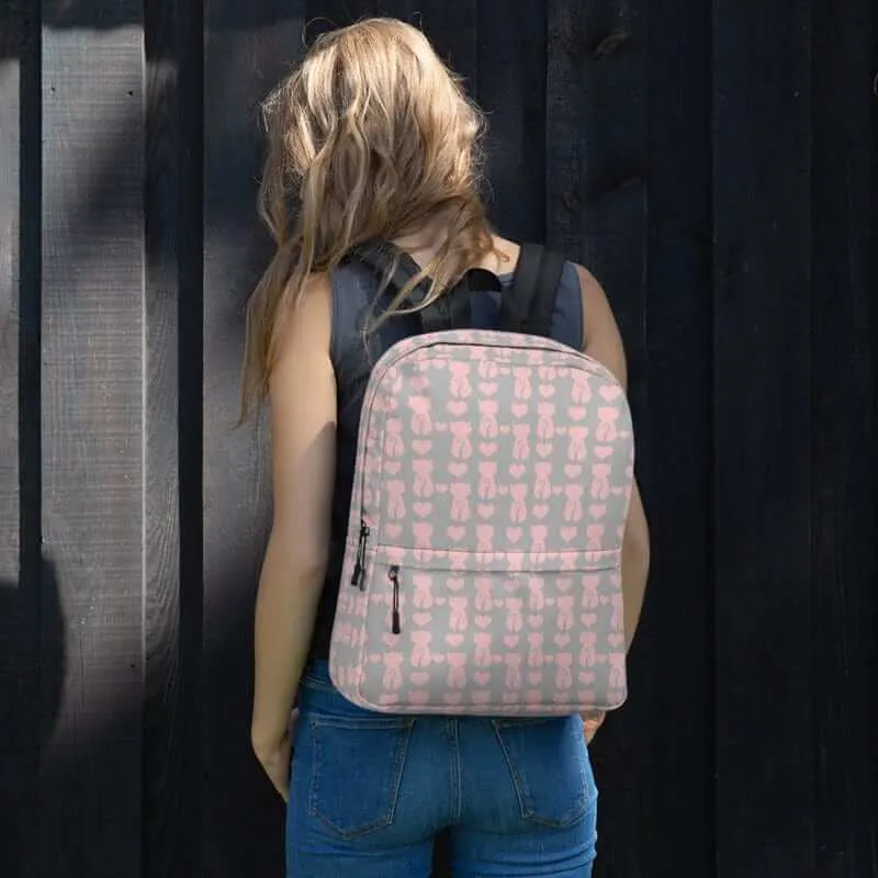 Cat and It's Tail Pink Grey Backpack