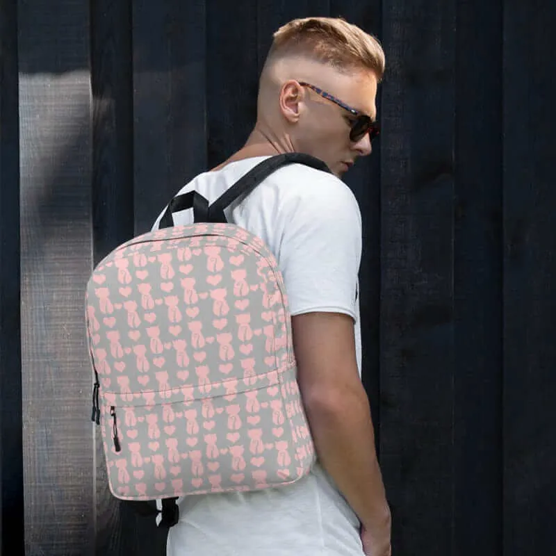Cat and It's Tail Pink Grey Backpack