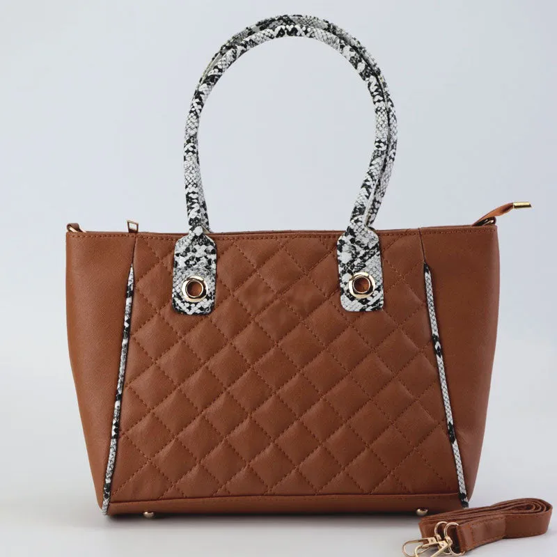 Ch Quilted Snake Print Handle Strap Shoulder Bag #22