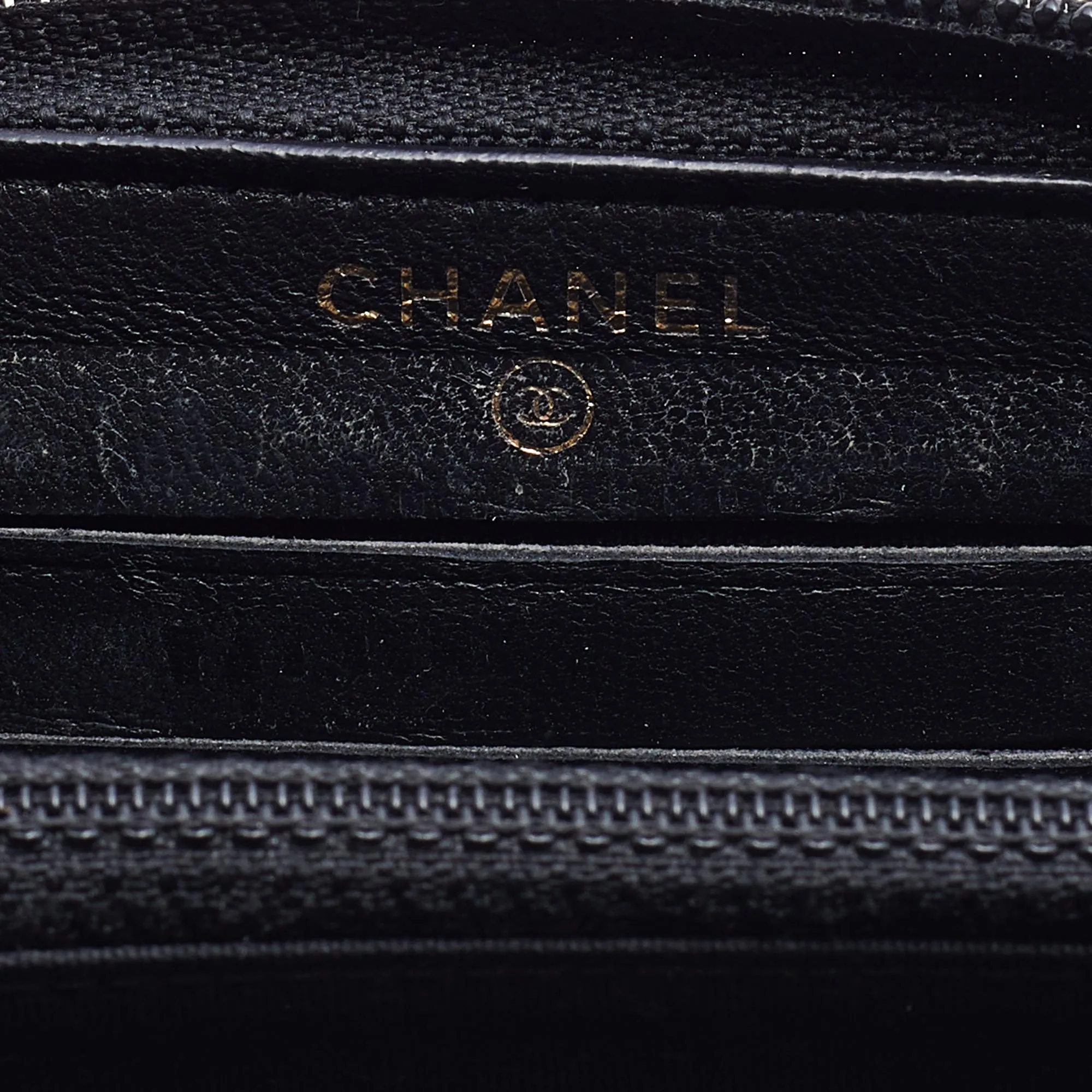 CHANEL Black Quilted Leather Boy Zip Around Wallet