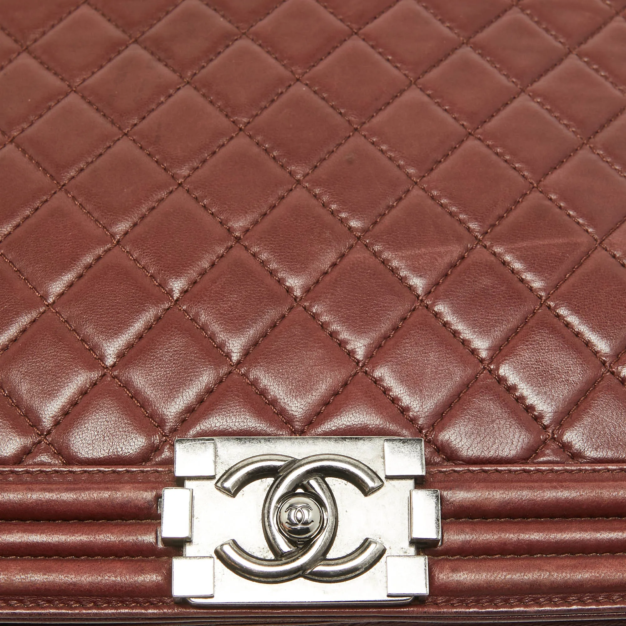 CHANEL Burgundy Quilted Leather Large Boy Bag
