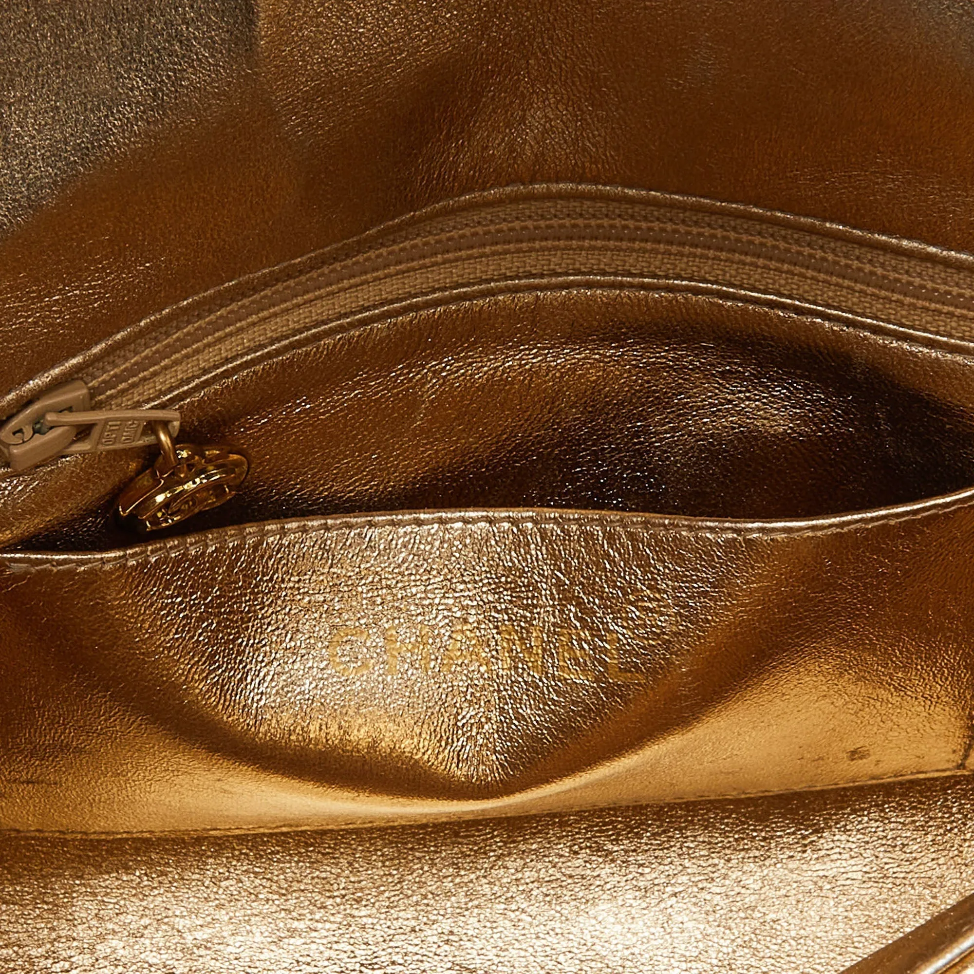 CHANEL Gold Quilted Leather CC Flap Shoulder Bag