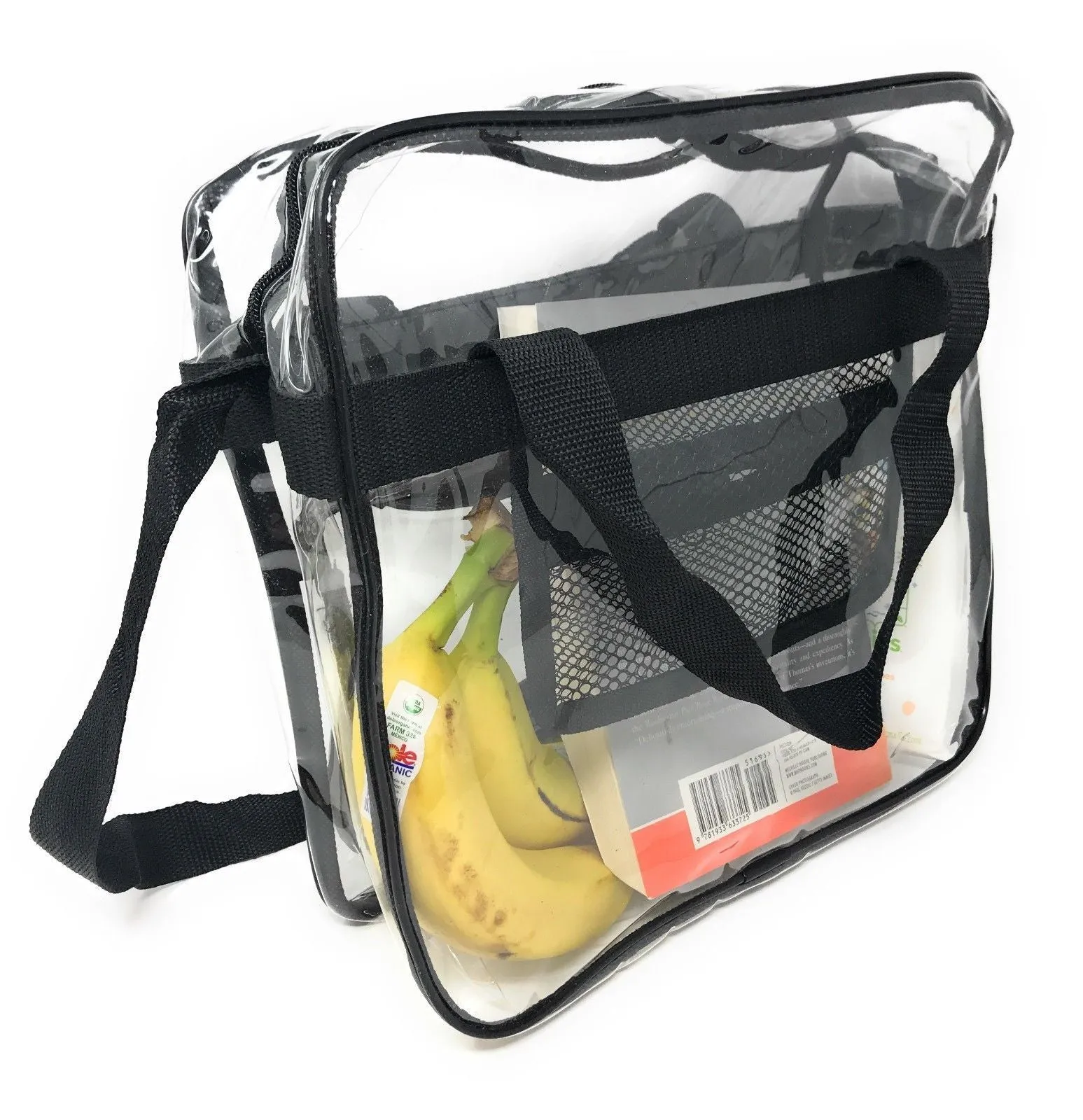 Clear Messenger Tote Bag Transparent Book School Concerts Stadium Tsa Security