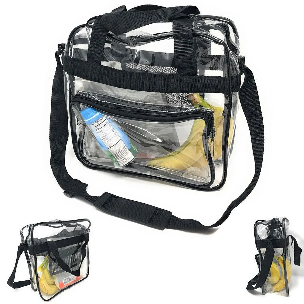 Clear Messenger Tote Bag Transparent Book School Concerts Stadium Tsa Security