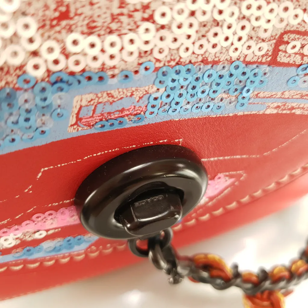 Coach 1941 Red Saddle 17 Bag with Sequin Emblem Coupe Rally Car - Limited Edition