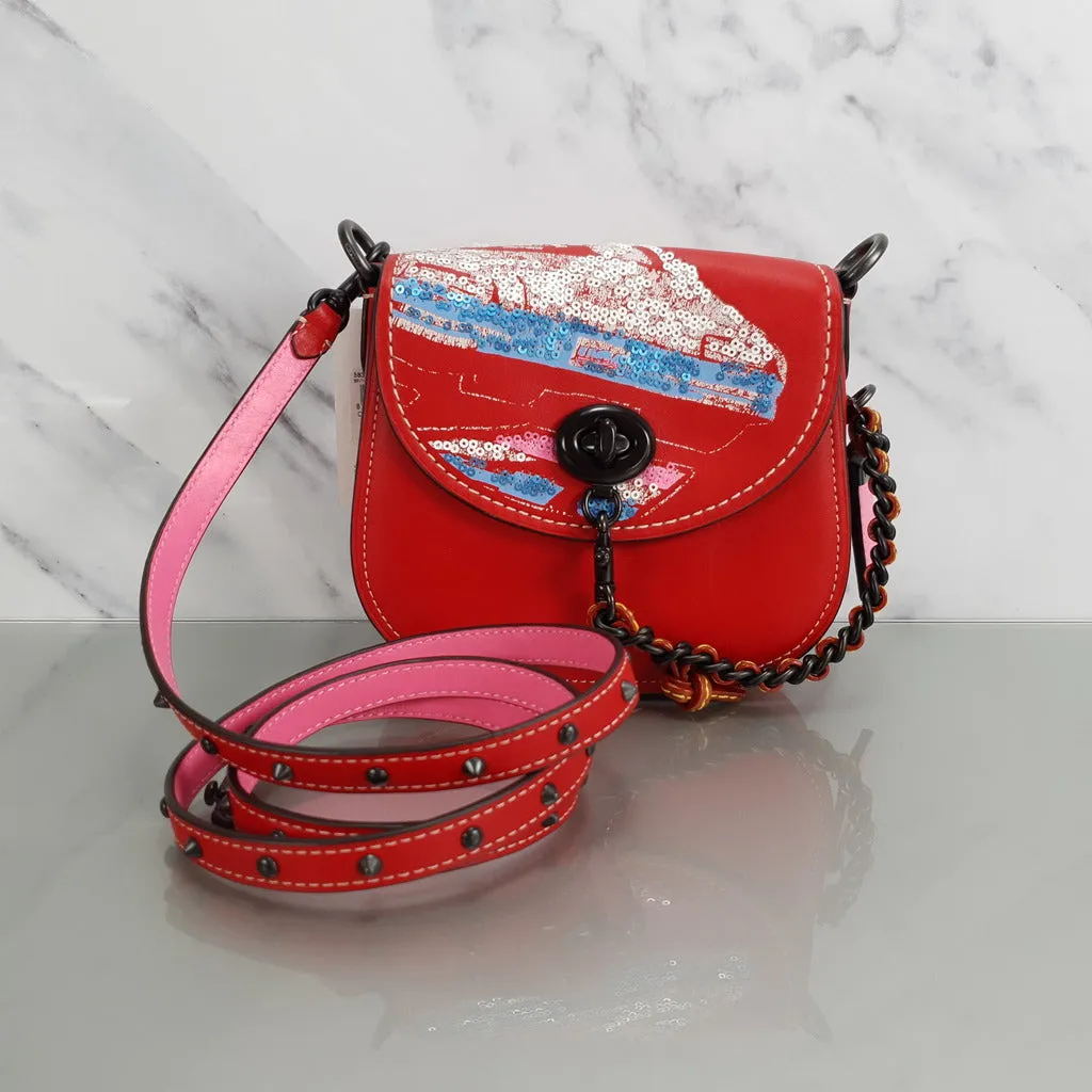 Coach 1941 Red Saddle 17 Bag with Sequin Emblem Coupe Rally Car - Limited Edition