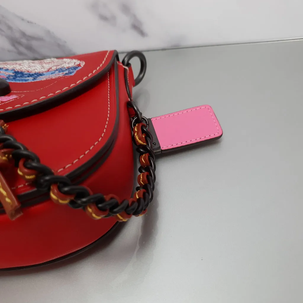 Coach 1941 Red Saddle 17 Bag with Sequin Emblem Coupe Rally Car - Limited Edition
