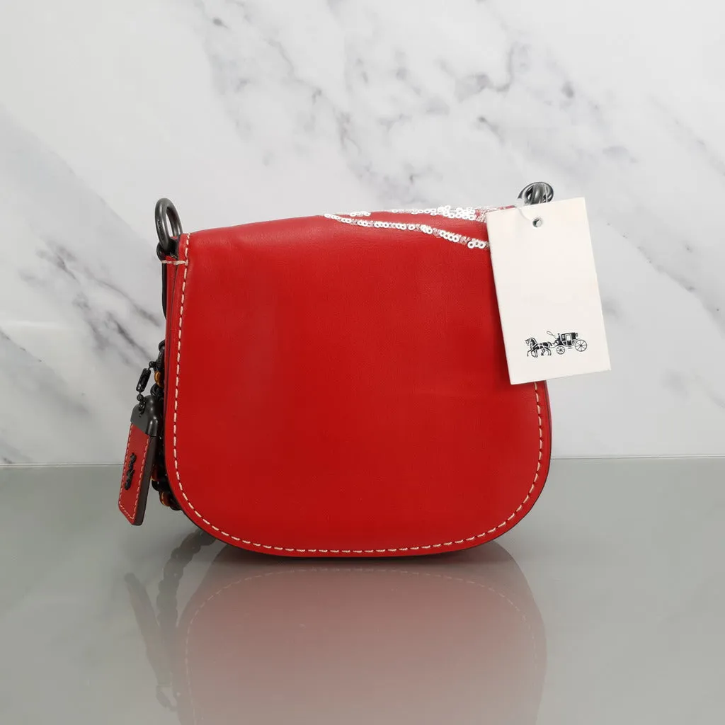 Coach 1941 Red Saddle 17 Bag with Sequin Emblem Coupe Rally Car - Limited Edition