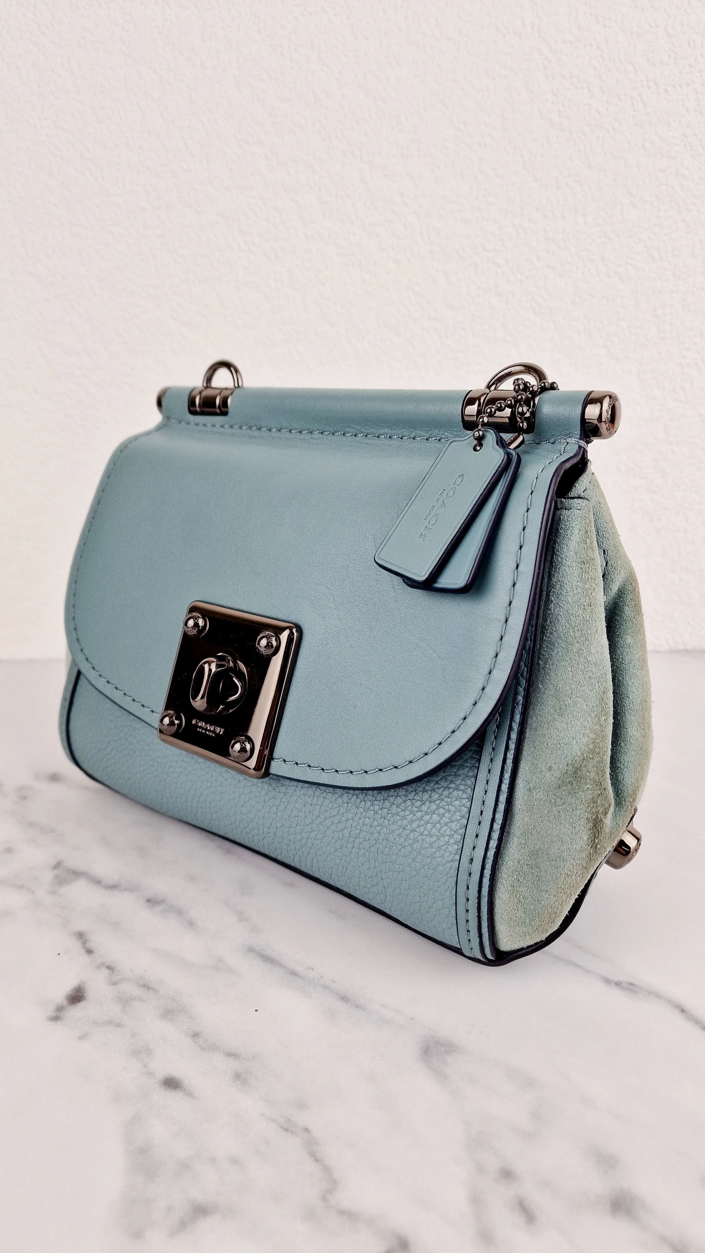 Coach Drifter Crossbody Bag in Steel Blue Leather & Suede - Coach 59048