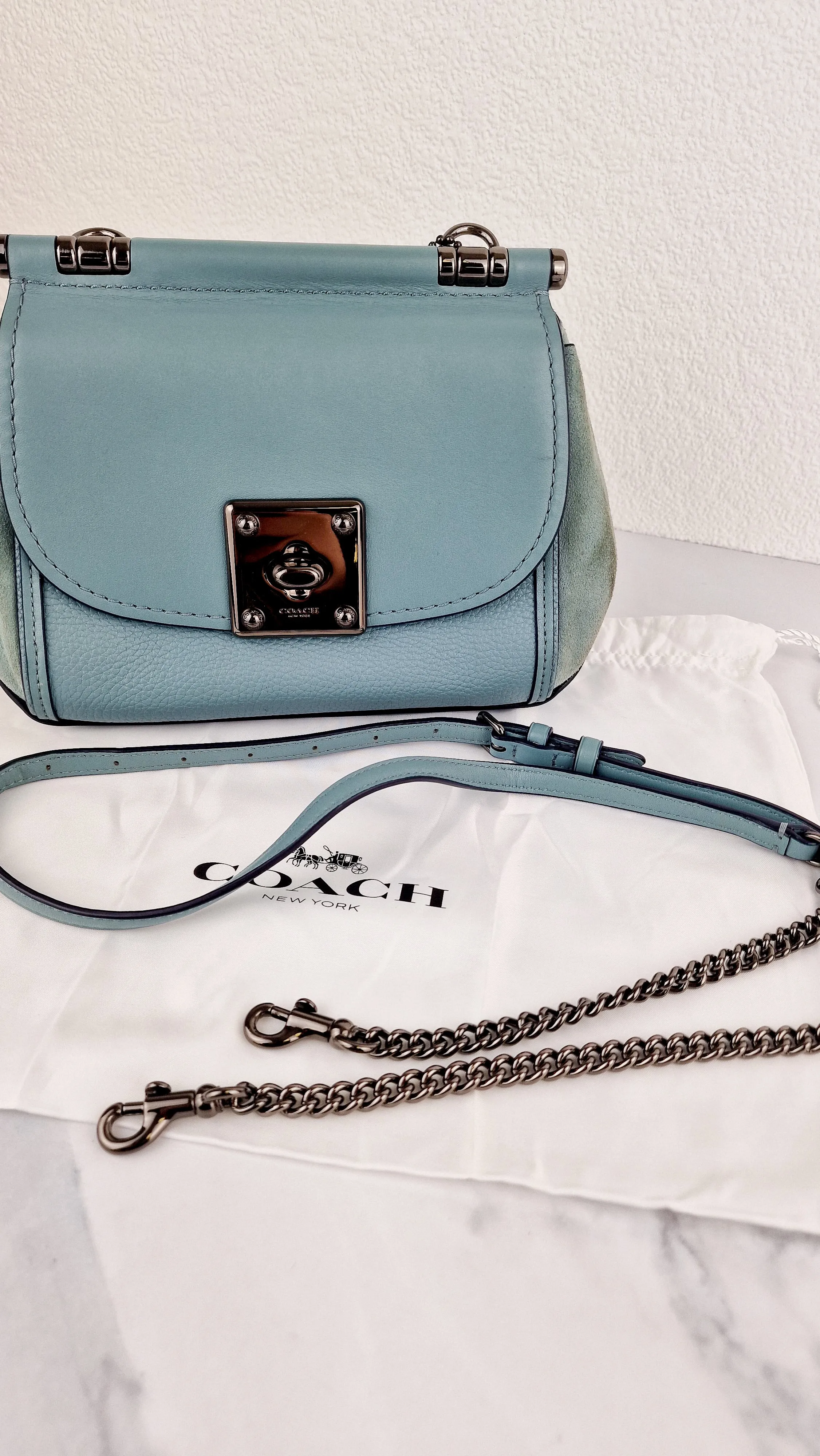 Coach Drifter Crossbody Bag in Steel Blue Leather & Suede - Coach 59048