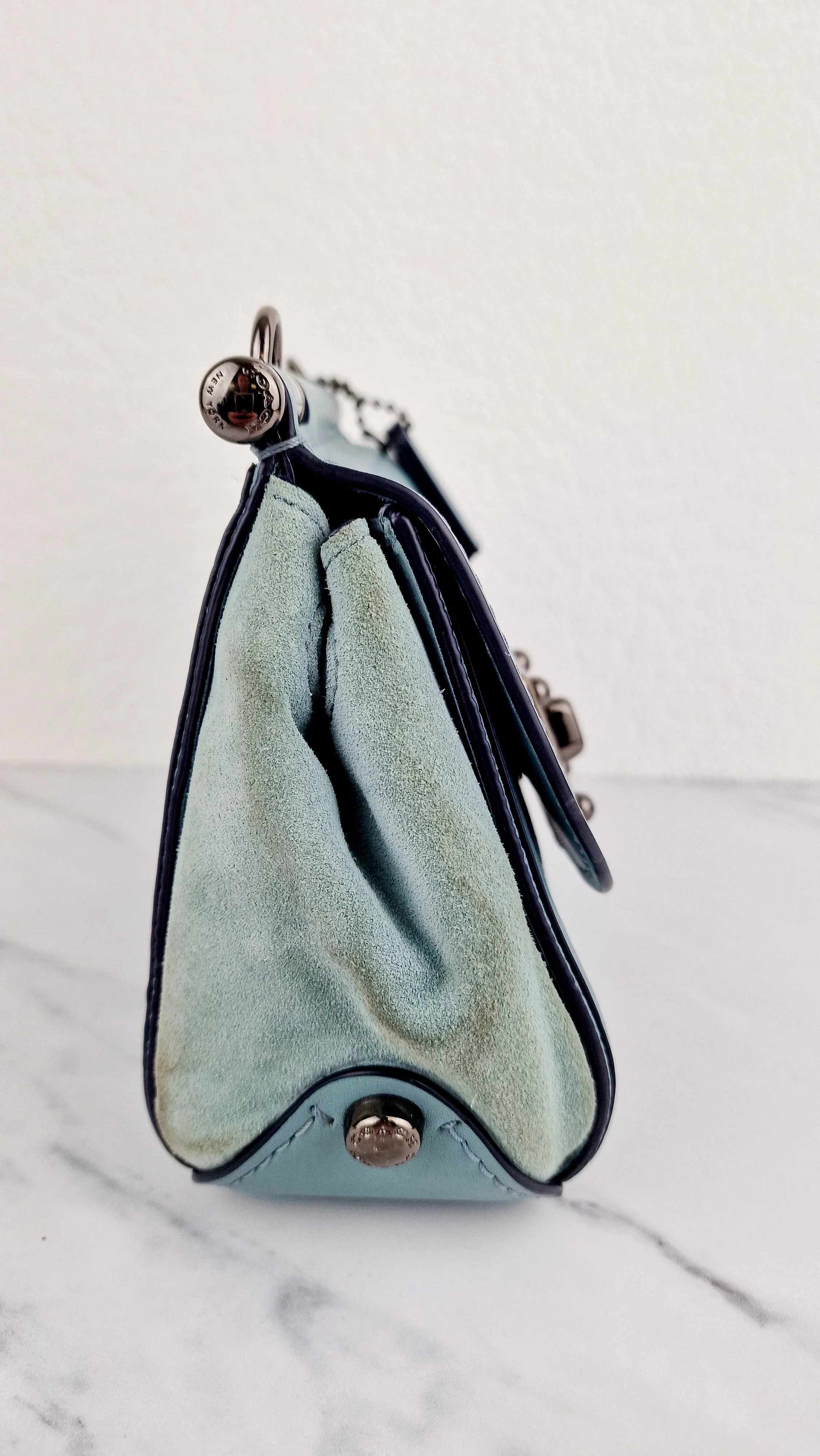 Coach Drifter Crossbody Bag in Steel Blue Leather & Suede - Coach 59048