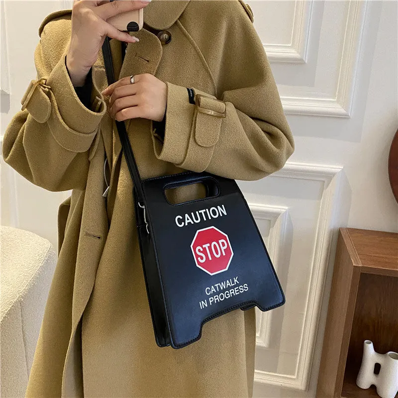Crossbody Bag Creative Caution Letters Sign 2022