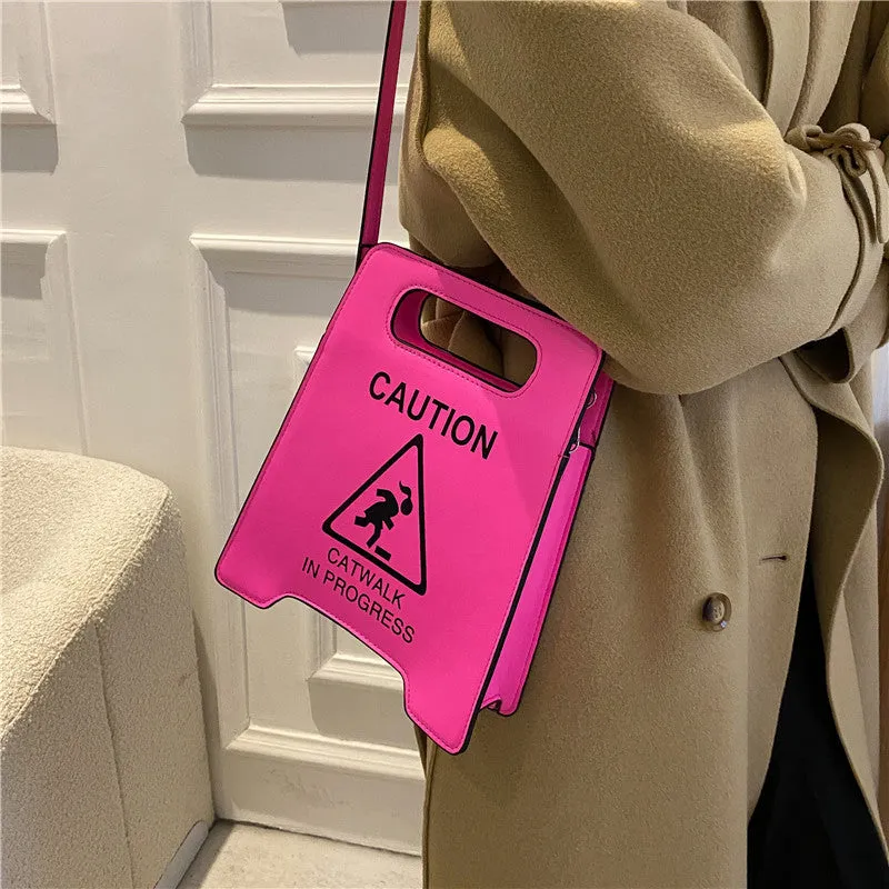 Crossbody Bag Creative Caution Letters Sign 2022