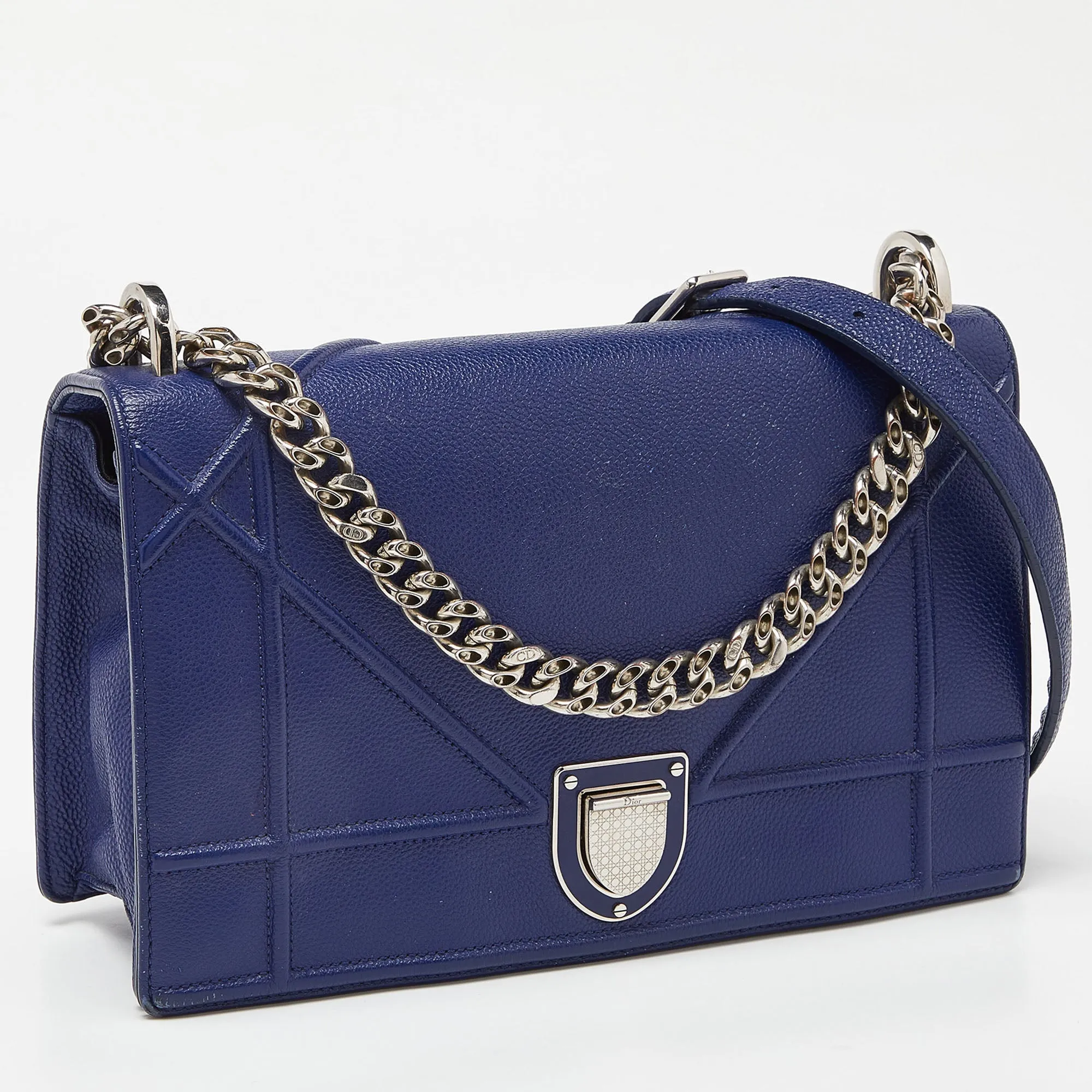 DIOR Blue Leather Medium ama Flap Shoulder Bag