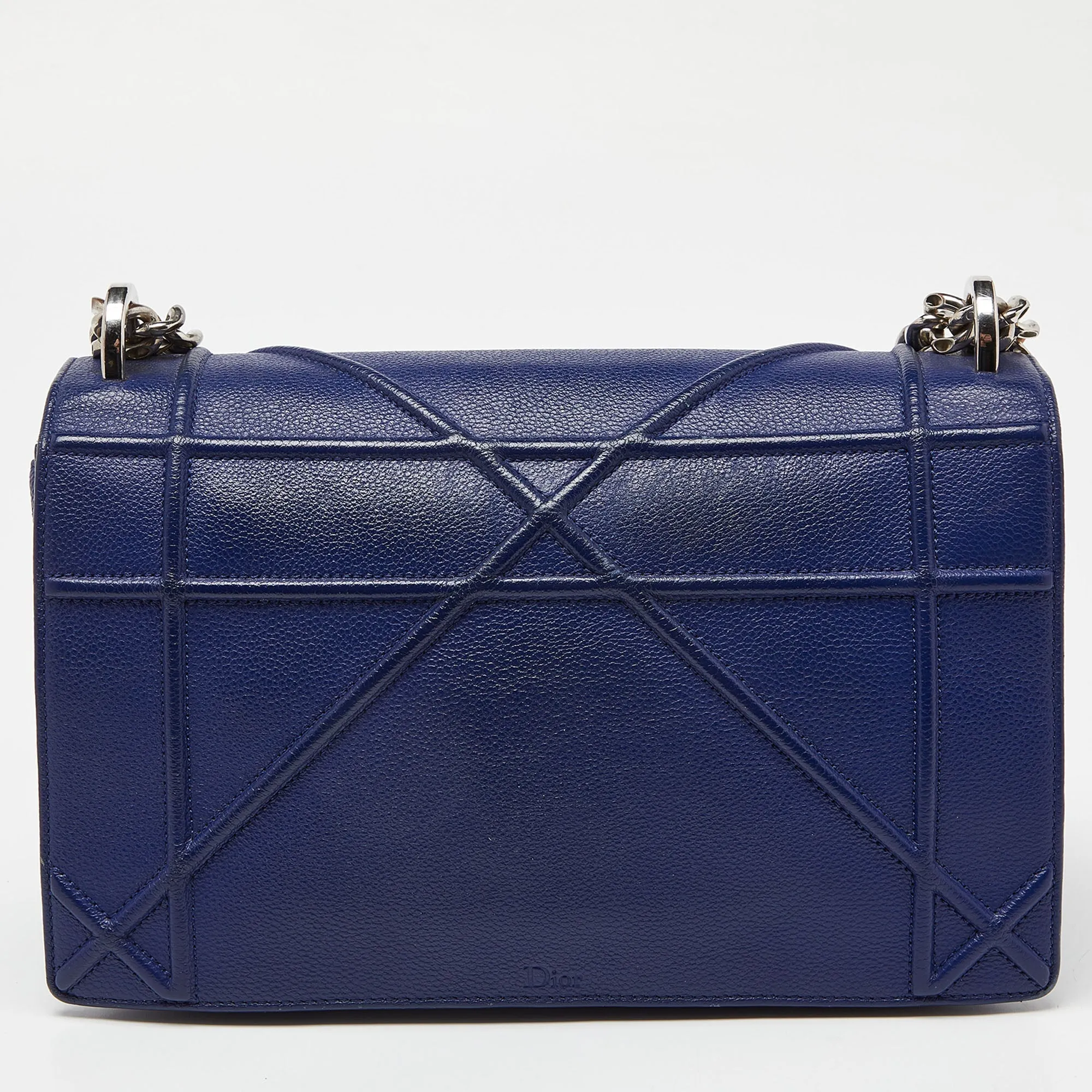 DIOR Blue Leather Medium ama Flap Shoulder Bag