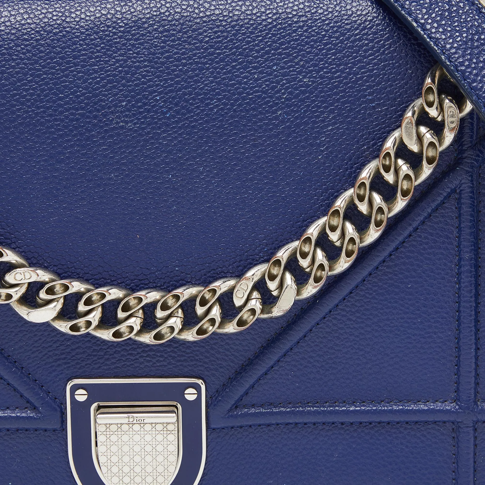 DIOR Blue Leather Medium ama Flap Shoulder Bag