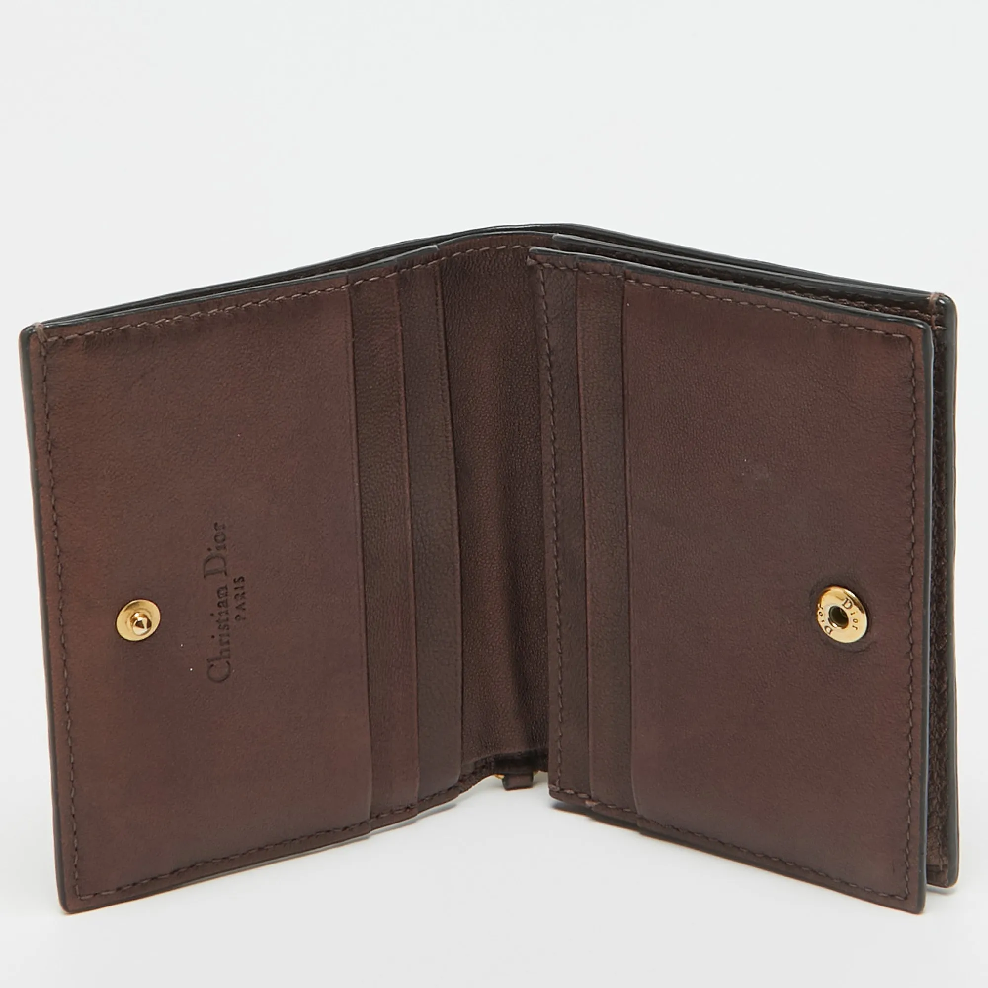 DIOR Bronze Cannage Leather Lady  Flap Card Case