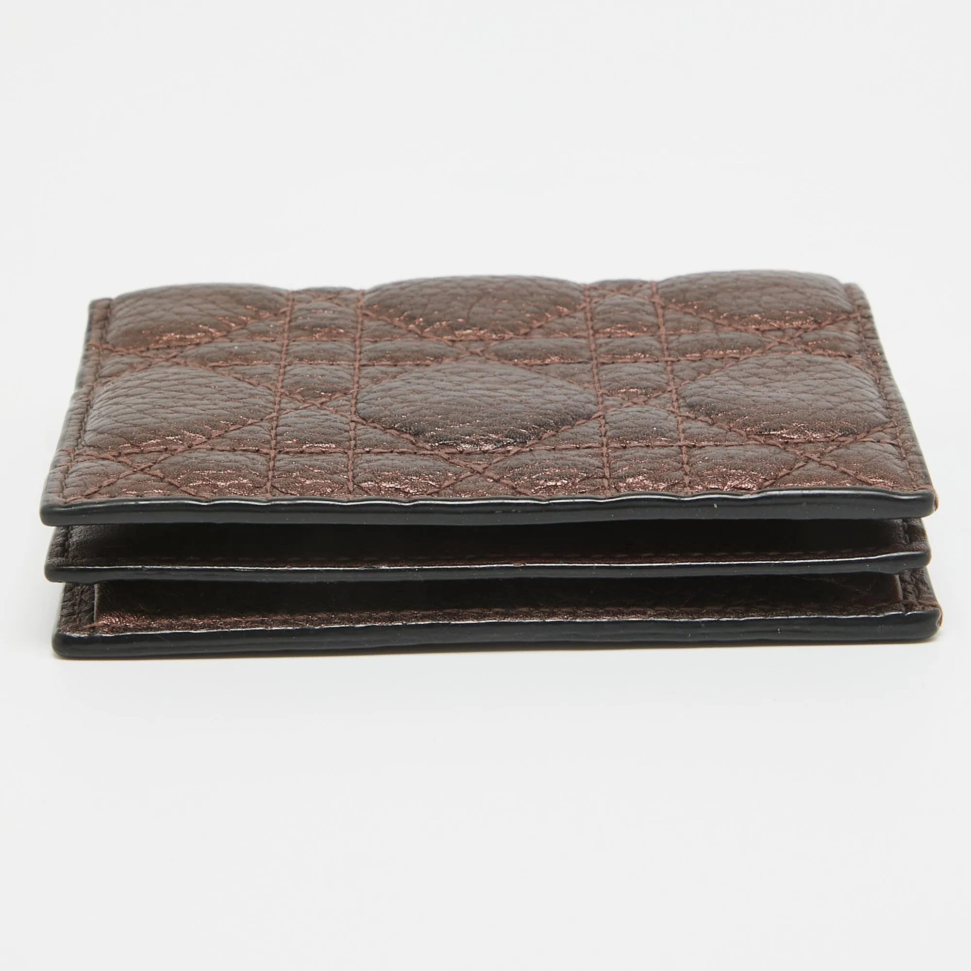 DIOR Bronze Cannage Leather Lady  Flap Card Case