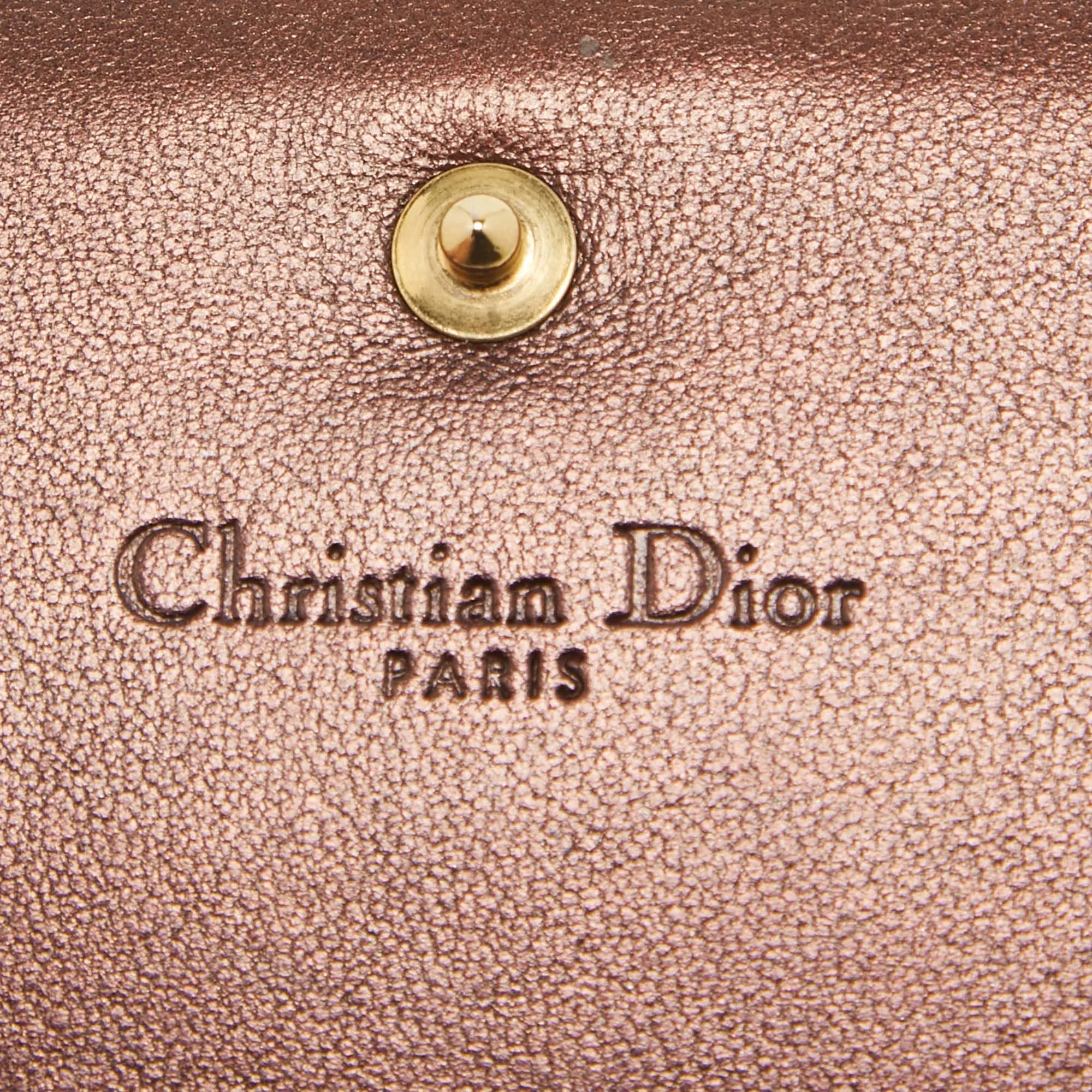 DIOR Bronze Cannage Leather Lady  Flap Card Case