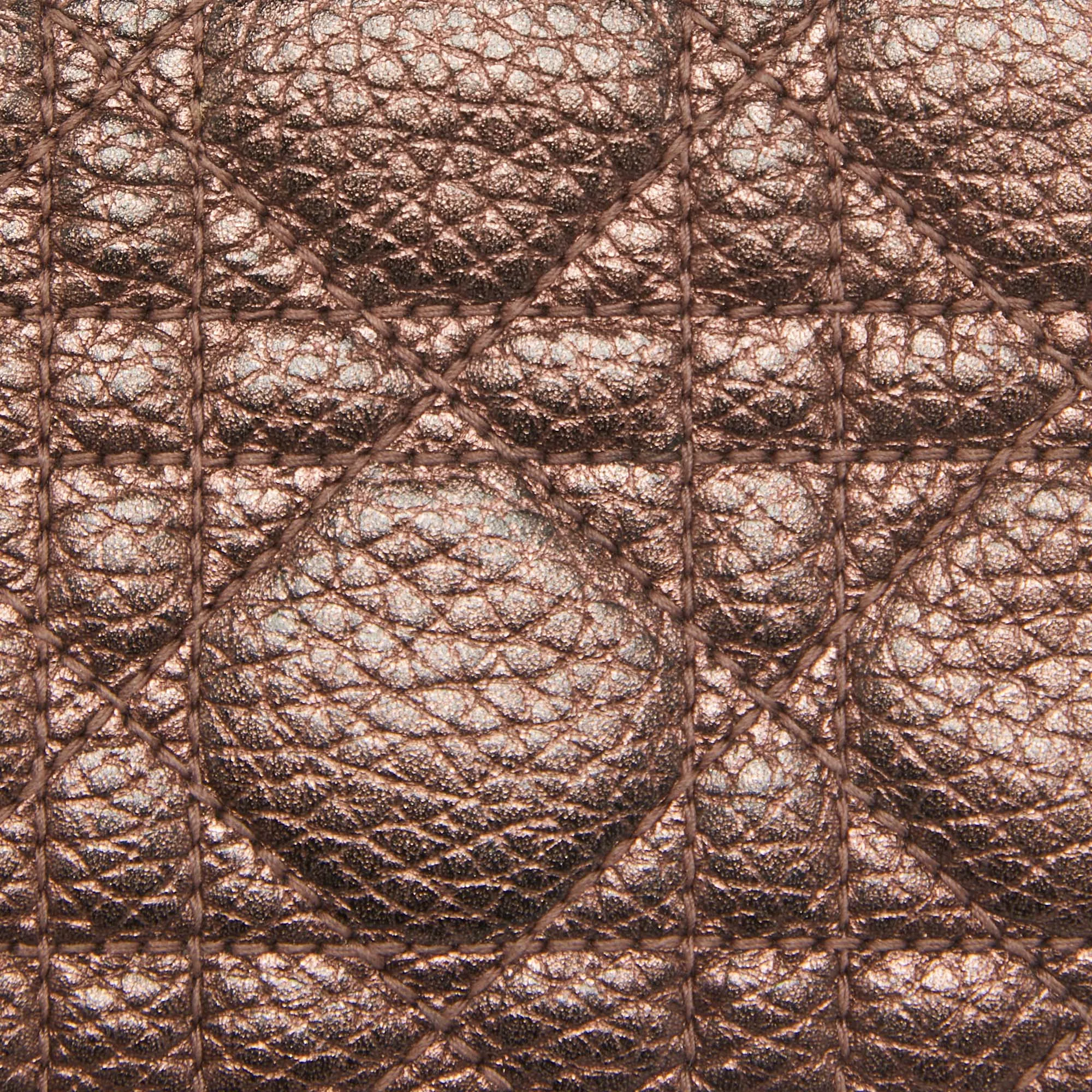 DIOR Bronze Cannage Leather Lady  Flap Card Case