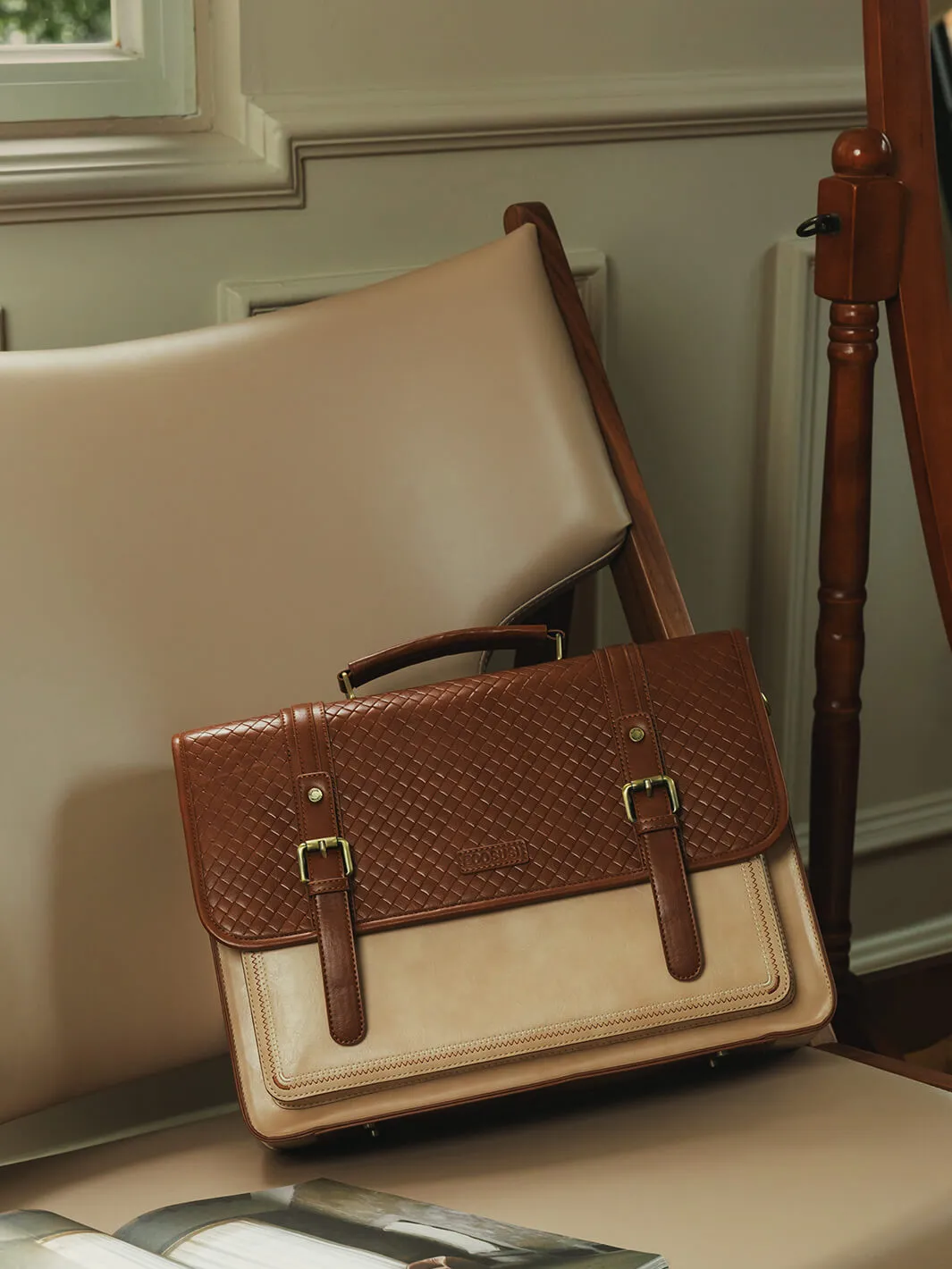 Dolce Weave Vegan Leather 15.6-Inch Briefcase