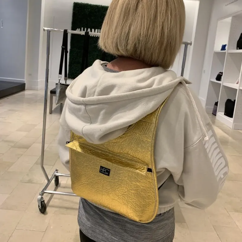 Earth Bag Slim, Gold Pinatex (Upcycled Billboard Bags)