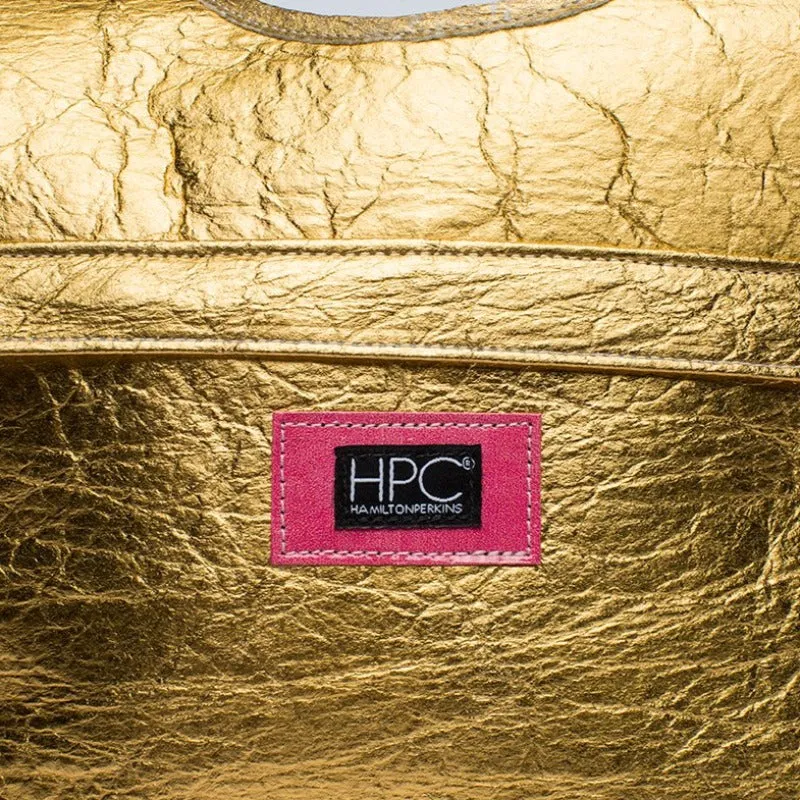 Earth Bag Slim, Gold Pinatex (Upcycled Billboard Bags)