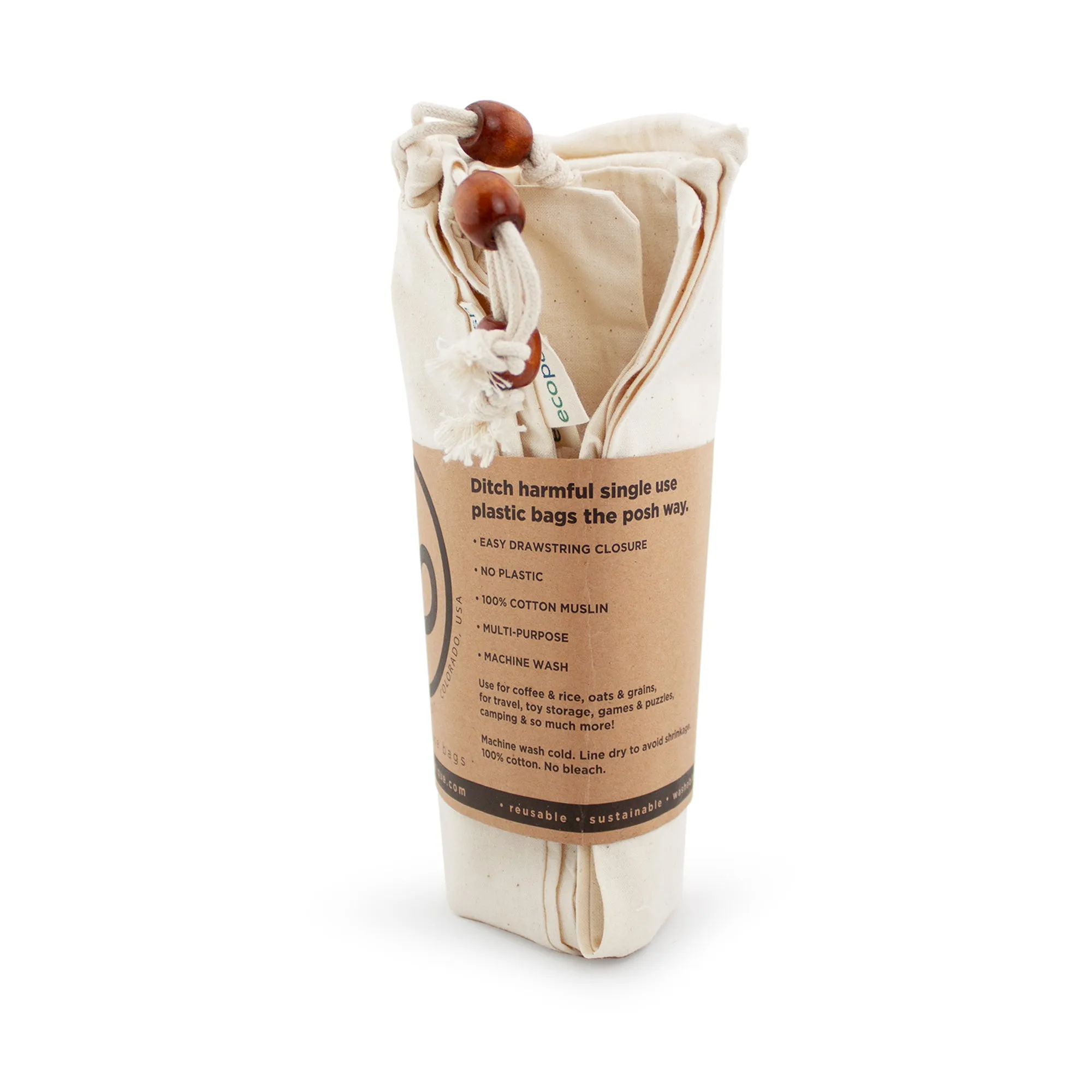 Ecoposh Cotton Muslin Grain Bag :: Natural (3pk)