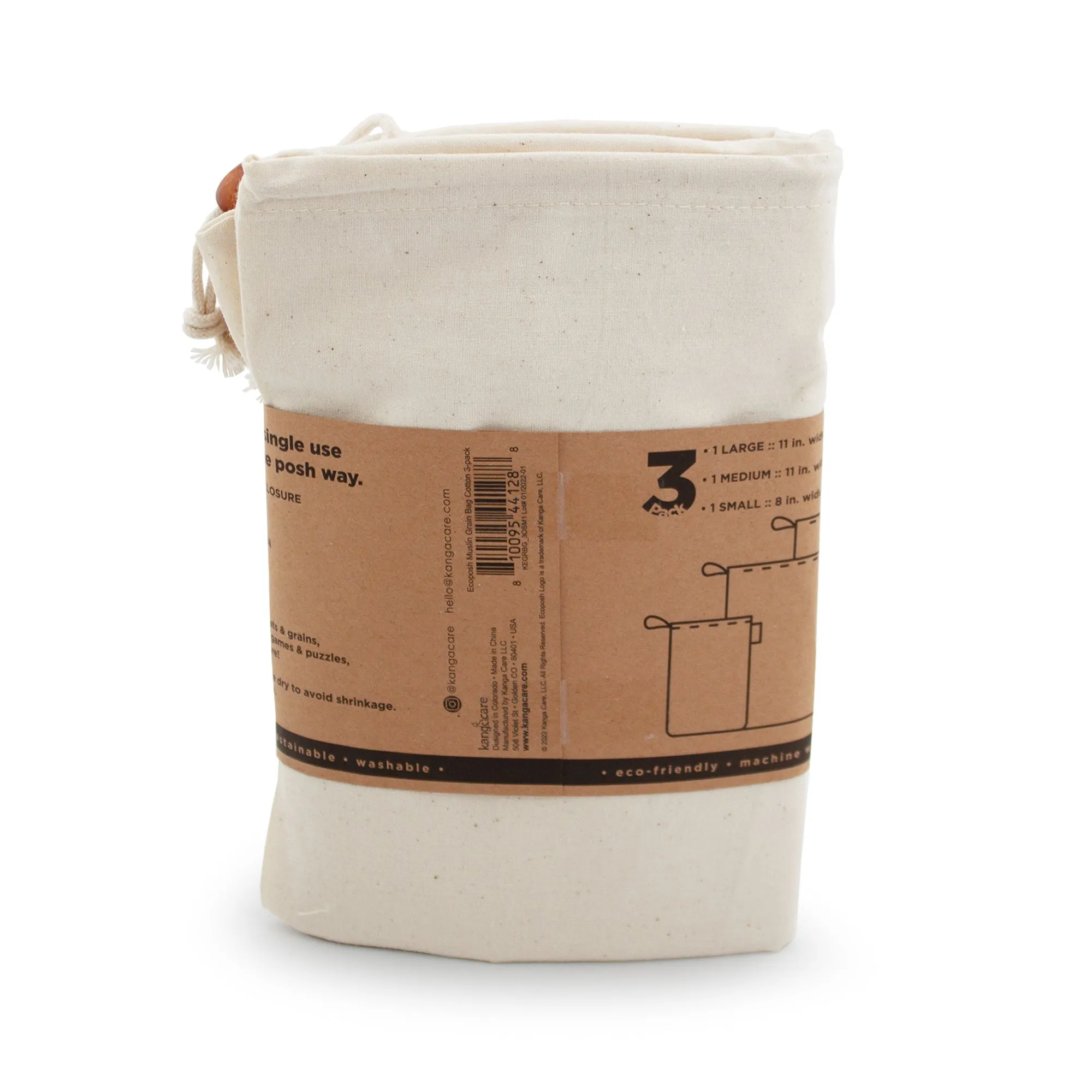 Ecoposh Cotton Muslin Grain Bag :: Natural (3pk)