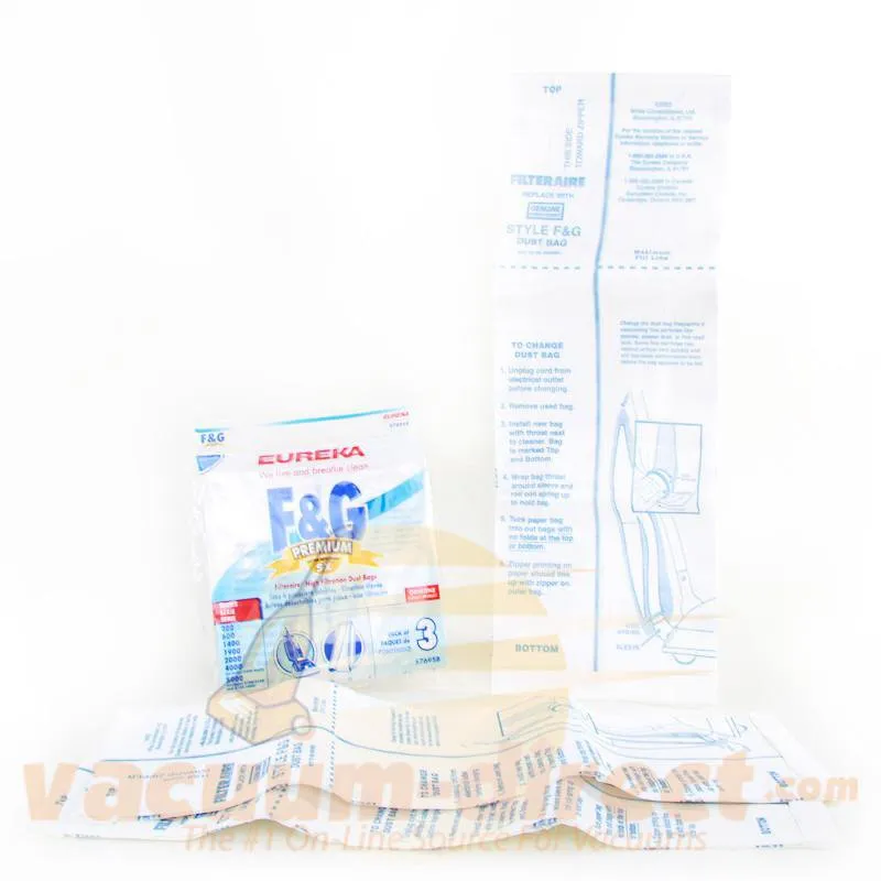 Eureka Style F & G Filteraire Premium Vacuum Bags 3 Pack